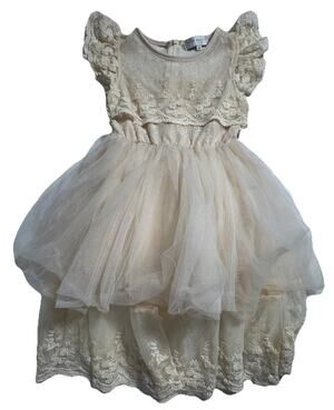 Trish Scully Child Girls Ivory Lace Tulle Party Dress Size 4